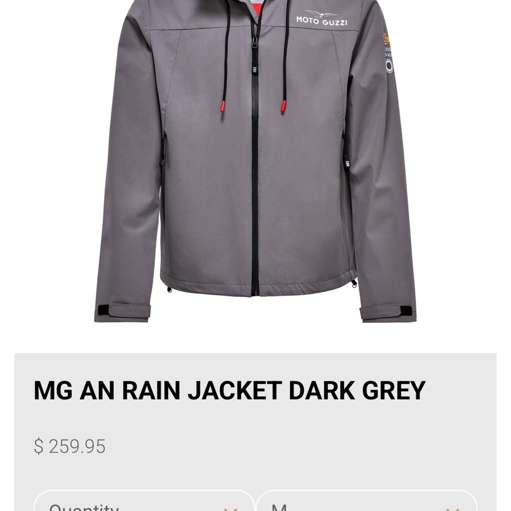 Official Moto Guzzi Motorcycle Men's Gray Raincoat